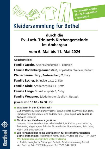 Kirchengemeinden Bockenem Und K Nigsdahlum Kleidersammlung F R Bethel