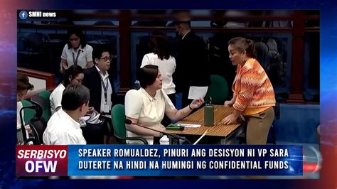 Speaker Romualdez Pinuri Ang Desisyon Ni VP Sara Duterte Na Hindi Na