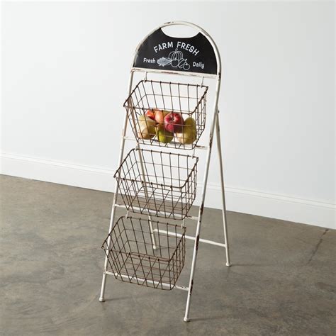 Farm Fresh Three Tier Wire Basket Display Stand