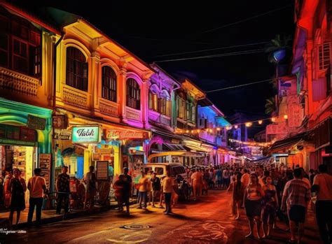 Premium Photo | Phuket walking street night market in phuket old town thailand