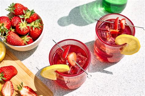 Premium Photo Fresh Summer Strawberry Cocktail Or Mocktail On The