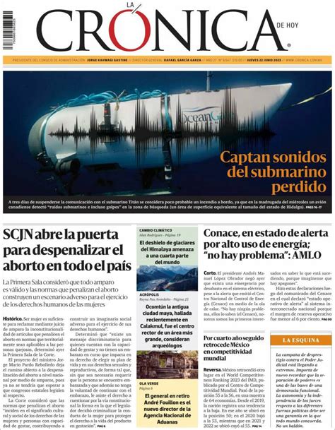 Periódico La Crónica De Hoy México Periódicos De México Edición De