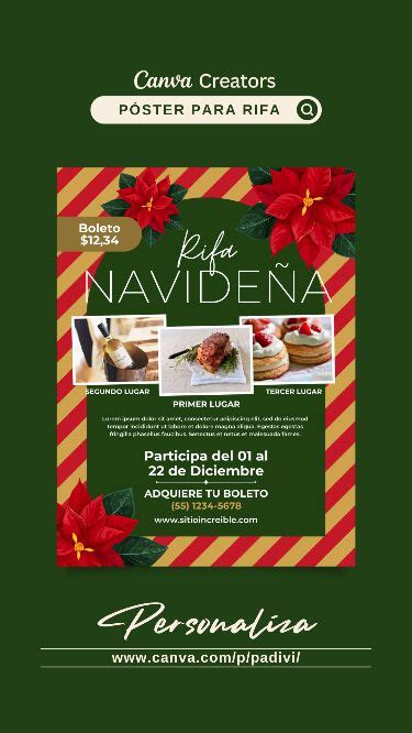 Plantilla De P Ster Editable En Canva Para Rifa Navide A Fondos