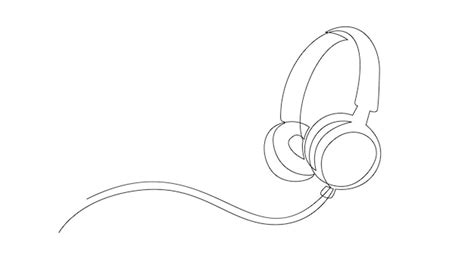 Premium Vector One Line Headphones Continuous Drawing Of Music Gadget And Note