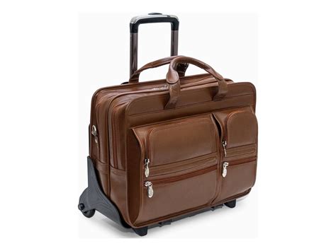 Mcklein 88444 17 In Leather Detachable Wheeled Laptop Case Brown