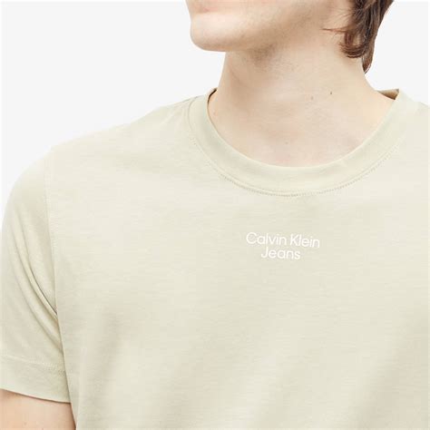 Calvin Klein Stacked Logo T Shirt Wheat End Gb