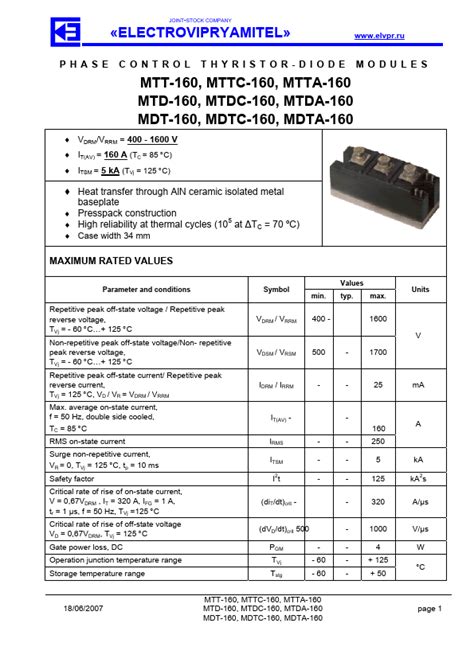 Mtda 160 Thyristor Datasheet Pdf Distributor Stock And Price