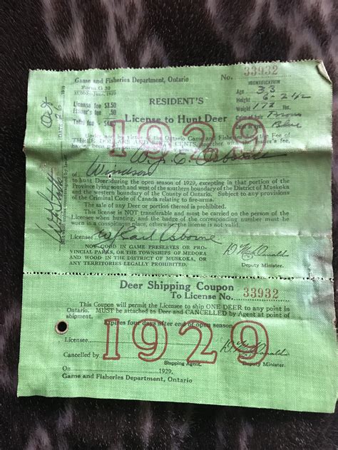 An old Deer Hunting License : r/canadaguns