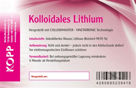 Kolloidales Lithium Konzentration Ppm Ml Mg Lithium Je