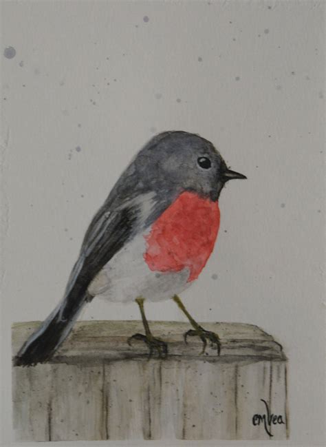 Robin Watercolor Painting, Original Watercolor Robin Painting ...