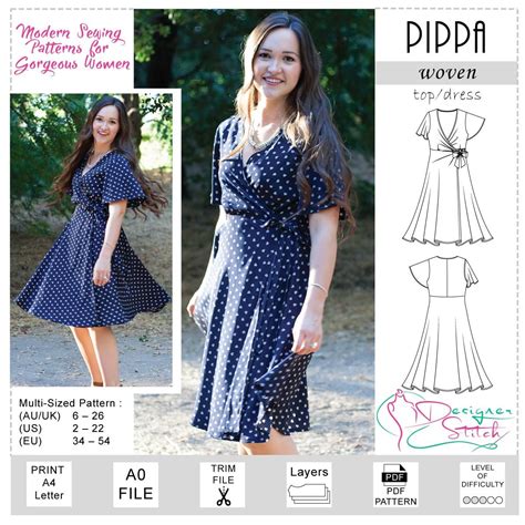 Pippa Wrap Dress Sewing Pattern Pdf Designer Stitch Artofit