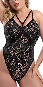 Xakalaka Women Plus Size Lace Bodysuit Teddy Lingerie One Piece