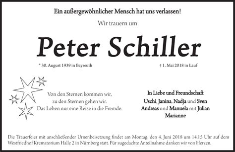 Traueranzeigen Von Peter Schiller Trauer Nn De