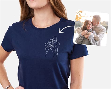 T shirt brodé pour femme Photo Cadeaux