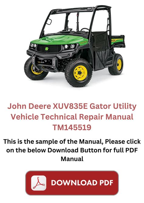 John Deere XUV835E Gator Utility Vehicle Technical Repair Manual ...