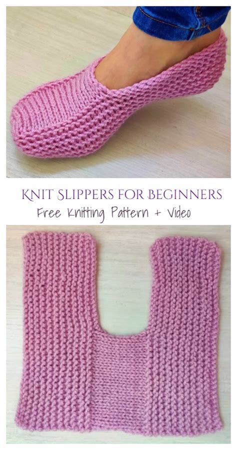 Knit One-Piece Slippers Free Knitting Pattern + Video - Knitting Pattern