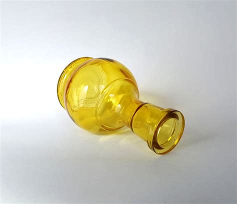 Vintage Yellow Glass Vase Small Hand Blown Glass Vase Yellow Etsy