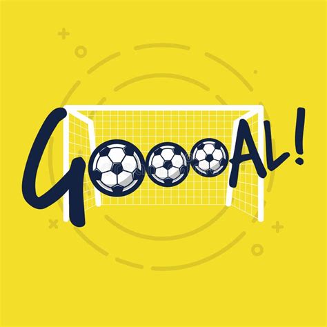 Goal Sign for Football or Soccer Game. Flat Vector on Green Background ...