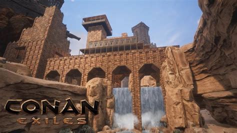 Conan Exiles Bridge Base On A Waterfall Speed Build In Conan