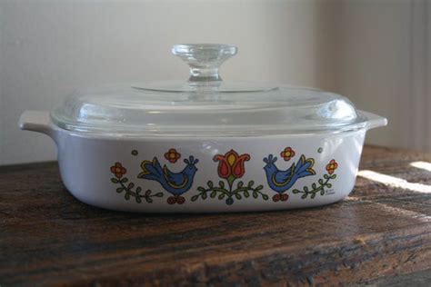 Vintage Country Festival Corningware 1975 Blue Bird Quart Ceramic