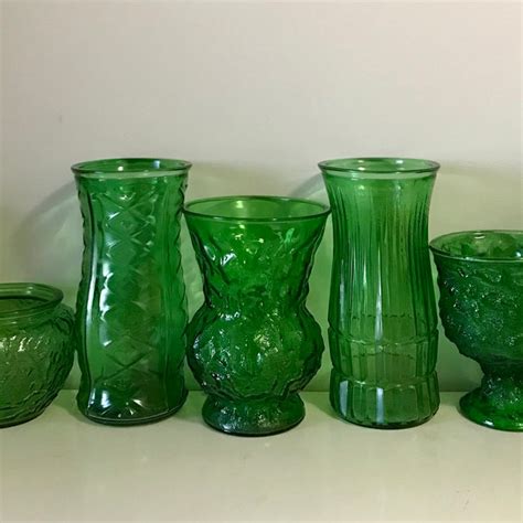 Antique Green Glass Vases Etsy