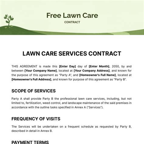 Lawn Care Contract Template - Edit Online & Download Example | Template.net