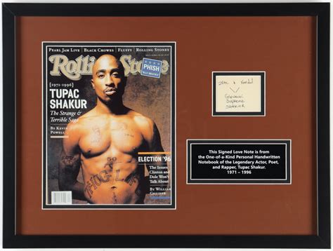 Tupac Pac Shakur Signed Custom Framed Display With Handwritten Love