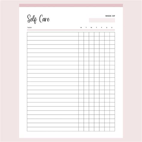 Printable Self-Care Template | Instant Download PDF | A4 and US Letter – Plan Print Land