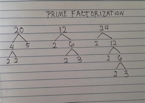 What Is The Prime Factorization Of 20 12 And 24 Brainly Ph