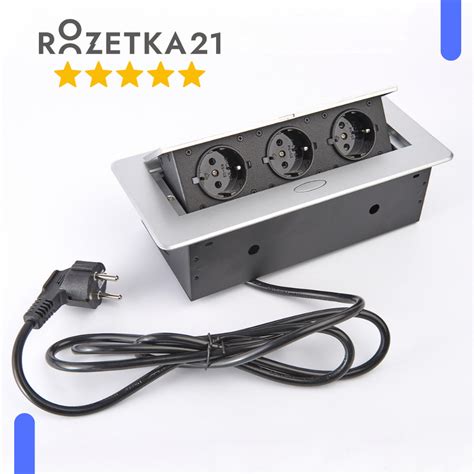 Встраиваемая выдвижная розетка в столешницу, 2 euro розетки, 2 USB, с ...