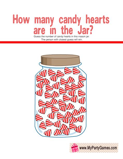 Guess How Many Candies Are In The Jar Template Game Cards And Sign