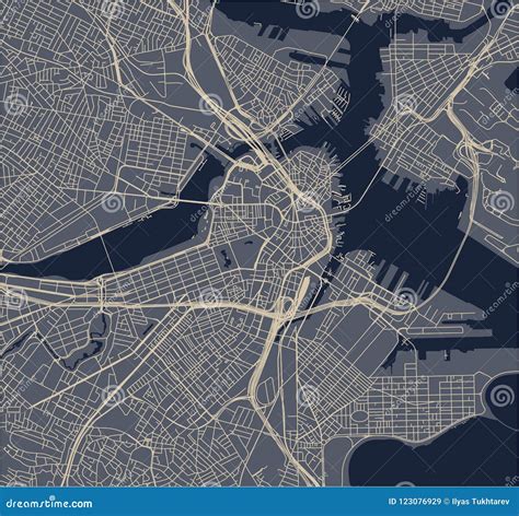 Mapa De La Ciudad De Boston Los E E U U Stock de ilustración