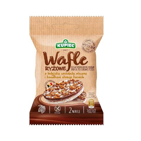 Wafle ryżowe z czekoladą mleczną i słonym karmelem 36 g Kupiec