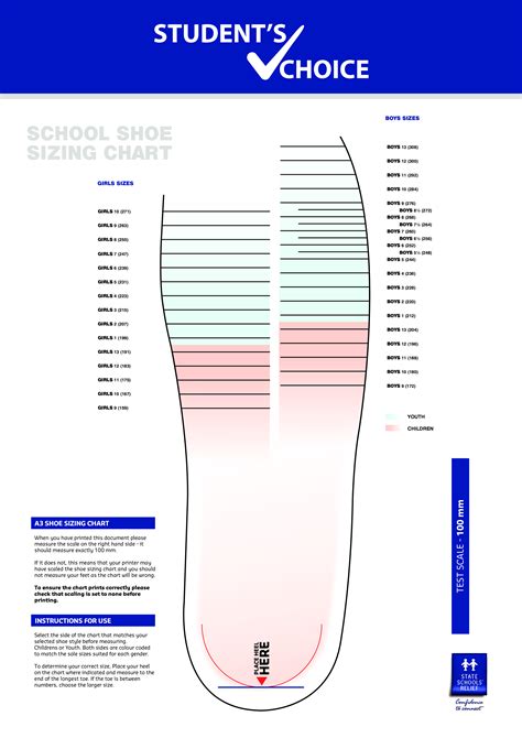 Mens Printable Shoe Size Chart