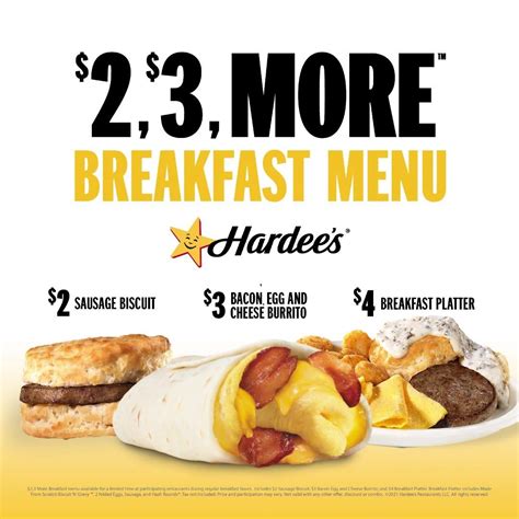 Hardee's Breakfast Menu | breakfast, menu | Our $2, $3, More™ Breakfast ...