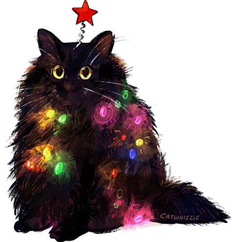 Christmas Lights Cat T-shirt | Christmas Cat