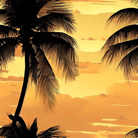 Tropical Island Beach Sunset Palm Trees Graphic · Creative Fabrica