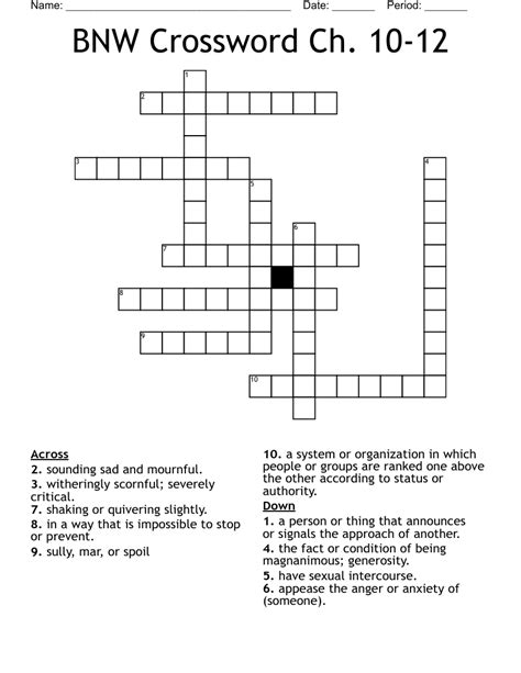 BNW Crossword Ch 10 12 WordMint