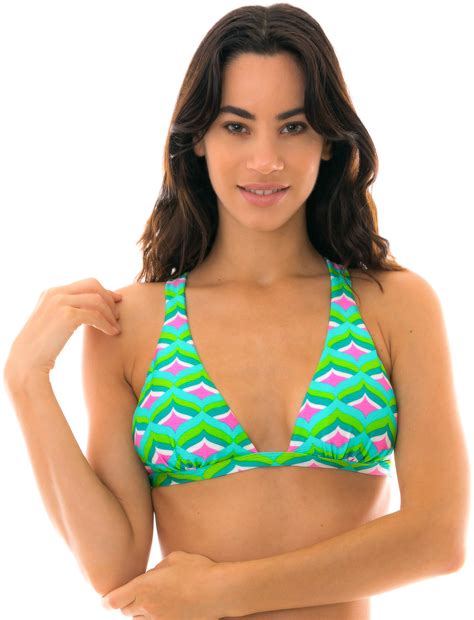 Graphic Print Green Triangle Bikini Top Top Mermaid Cortinao Rio De Sol