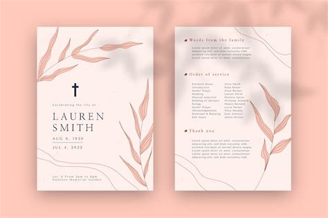 Free Vector | Flat design funeral order of service template