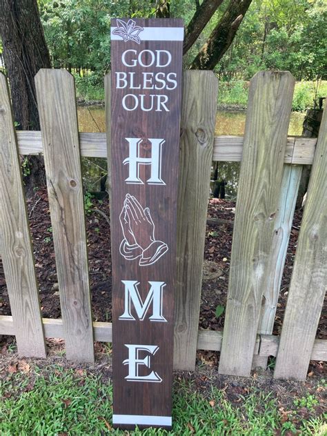 God Bless Our Home Wooden Sign, Front Porch Welcome Sign, Religious Wooden Decor, Front Porch ...