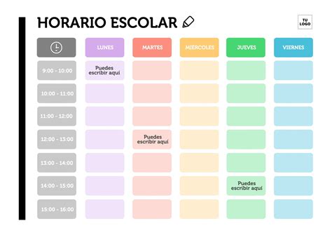 Plantilla Horario Escolar 1