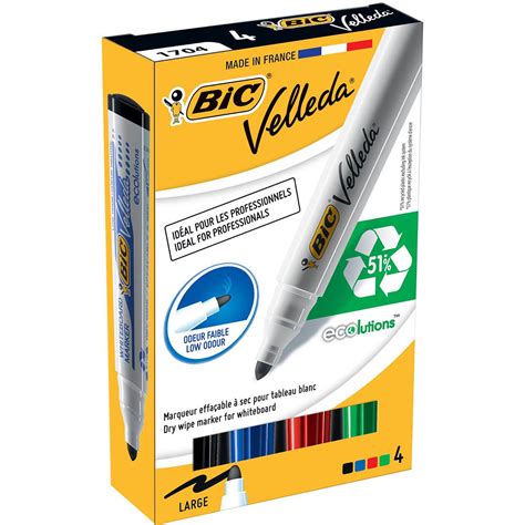 Bic Velleda Whiteboard Marker 4 Pk Thompson Cards