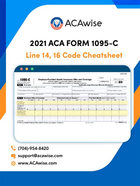 Fillable Online ACA Form 1095 C Codes Cheatsheet Line 14 16 Codes