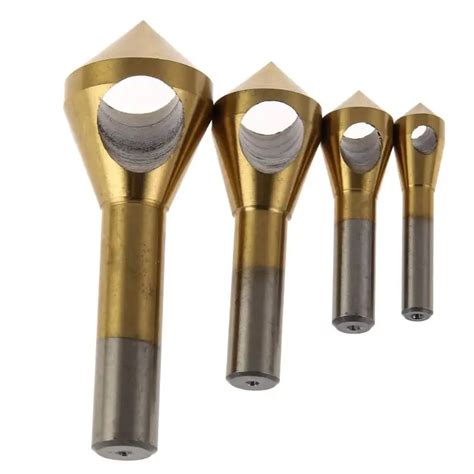 4pcs Countersink Drill Bit HSS Titanium Coated Deburring Tools Wood