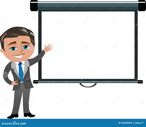 Business Man Presenting Blank Projector Screen Vector Illustration