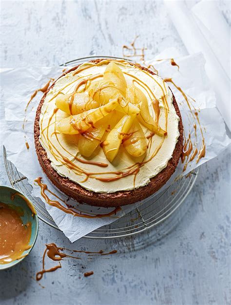 Poached Pear Cake With Chai Spiced Buttercream And Salted Caramel Drizzle