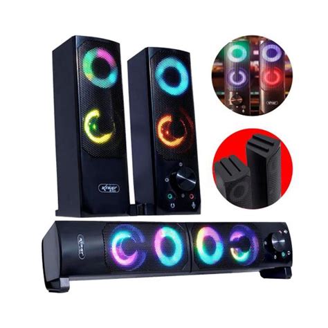 Caixa De Som Gamer Usb P Led Rgb Knup Caixinha Potente Soundbar