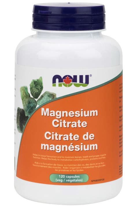 NOW Magnesium Citrate (120 Veg Capsules) – PRIMARCHÉ