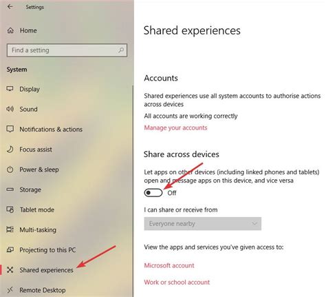 How To Disable Shared Experience Feature In Windows 10 Make Tech Easier